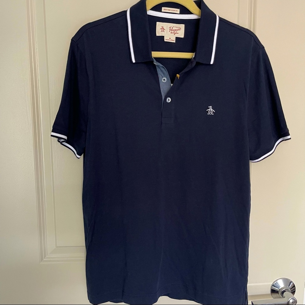 NEW! Original Penguin Slim Fit Polo T Shirt! Dark Sapphire. Size M. 100% cotton
